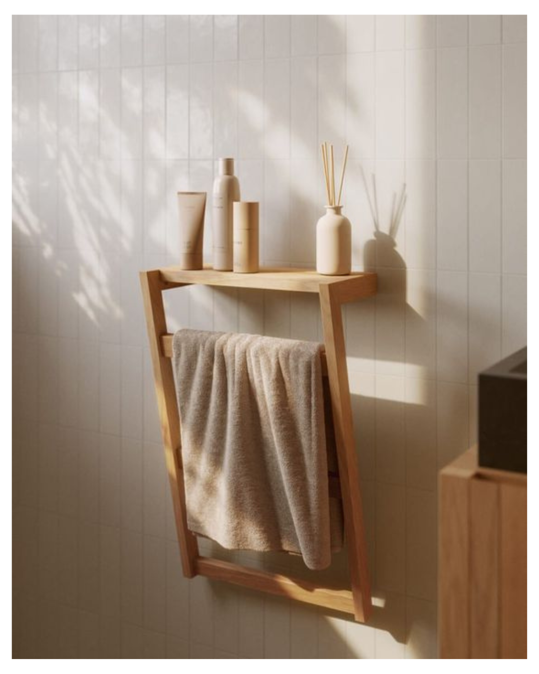 Towel Rack Holder with Storage Shelf