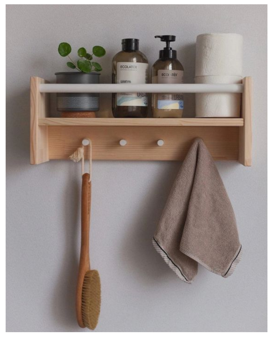 Wall-Wooden Bathroom Shelf
